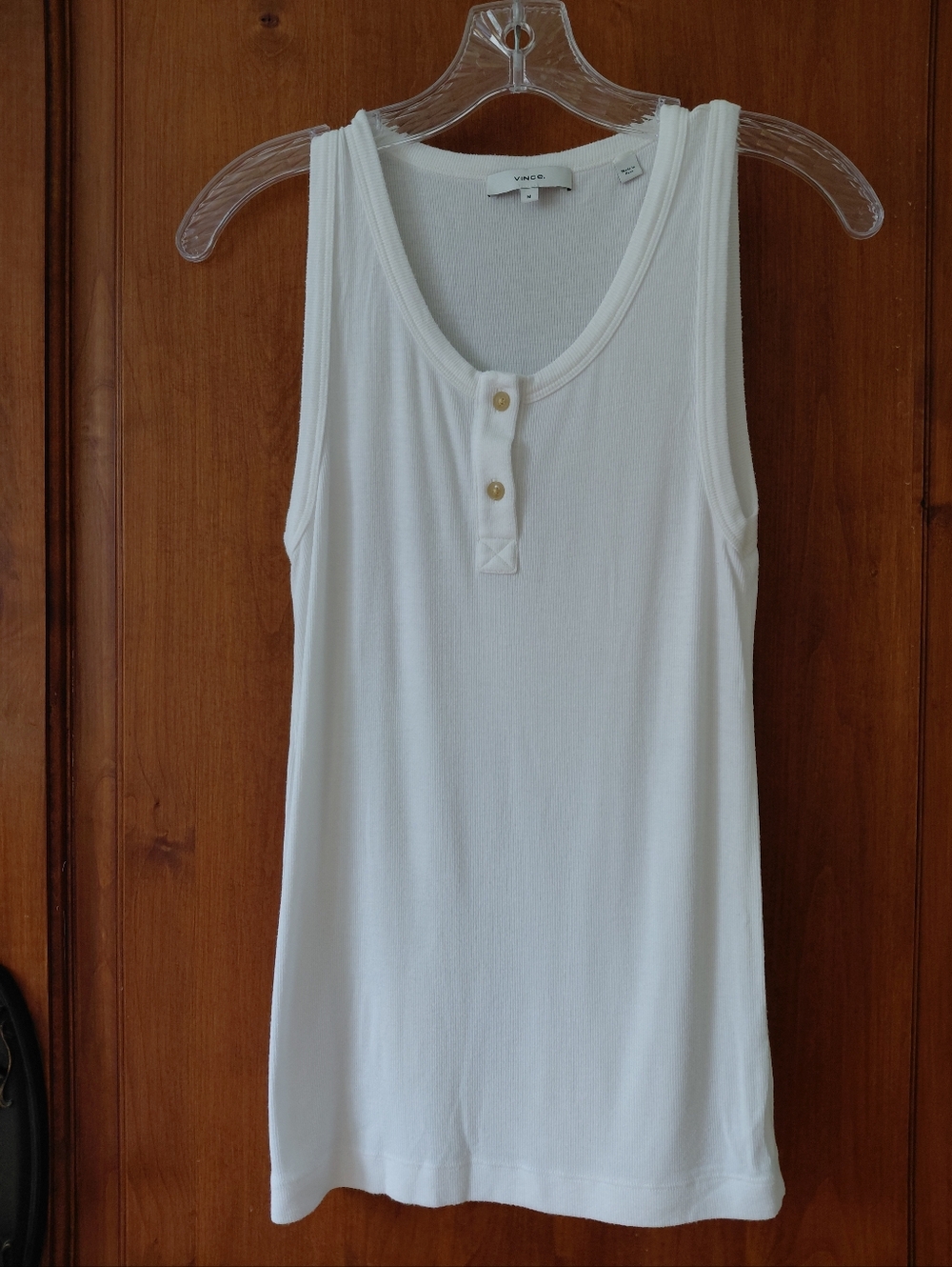 Vince Henley Ribbed Essential Tank Top Off White M